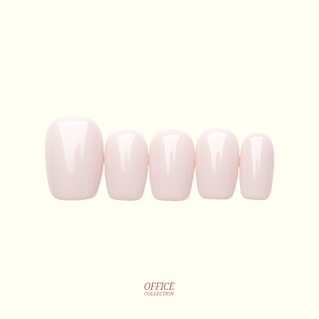 BFF single-colour premium press-on nails — soft nude pink, square shape | Ochic