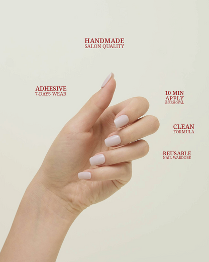 BFF single-colour premium press-on nails — soft nude pink, square shape | Ochic