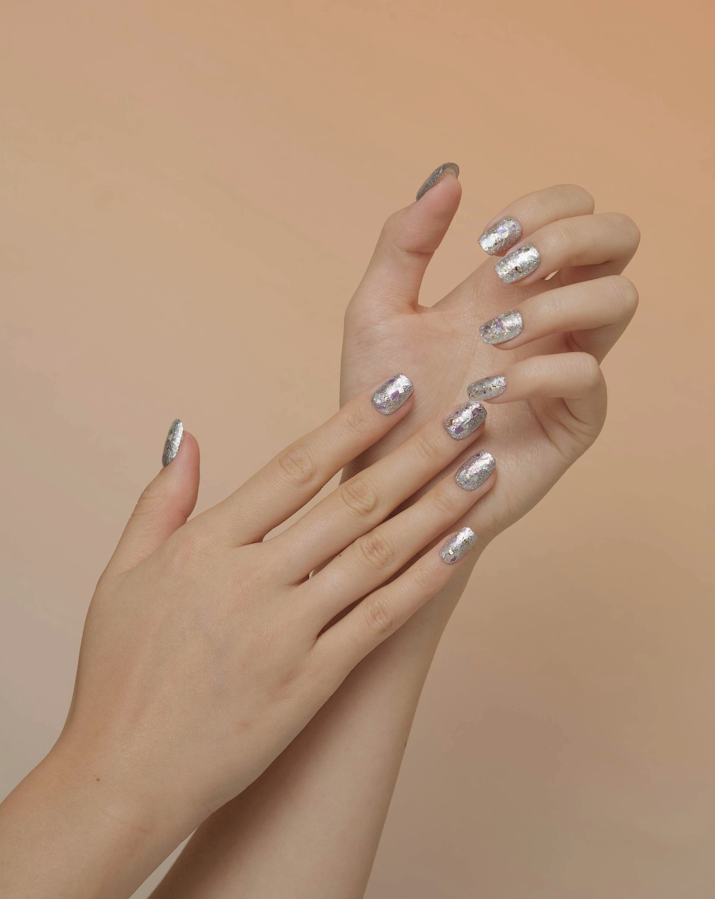 Bright Diamond glitter press-on nails — crystal clear with diamond sparkle | Ochic