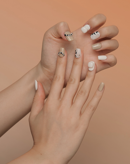Cefalù Afternoon 3D press-on nails — milky yellow with dot detail | Ochic Nails