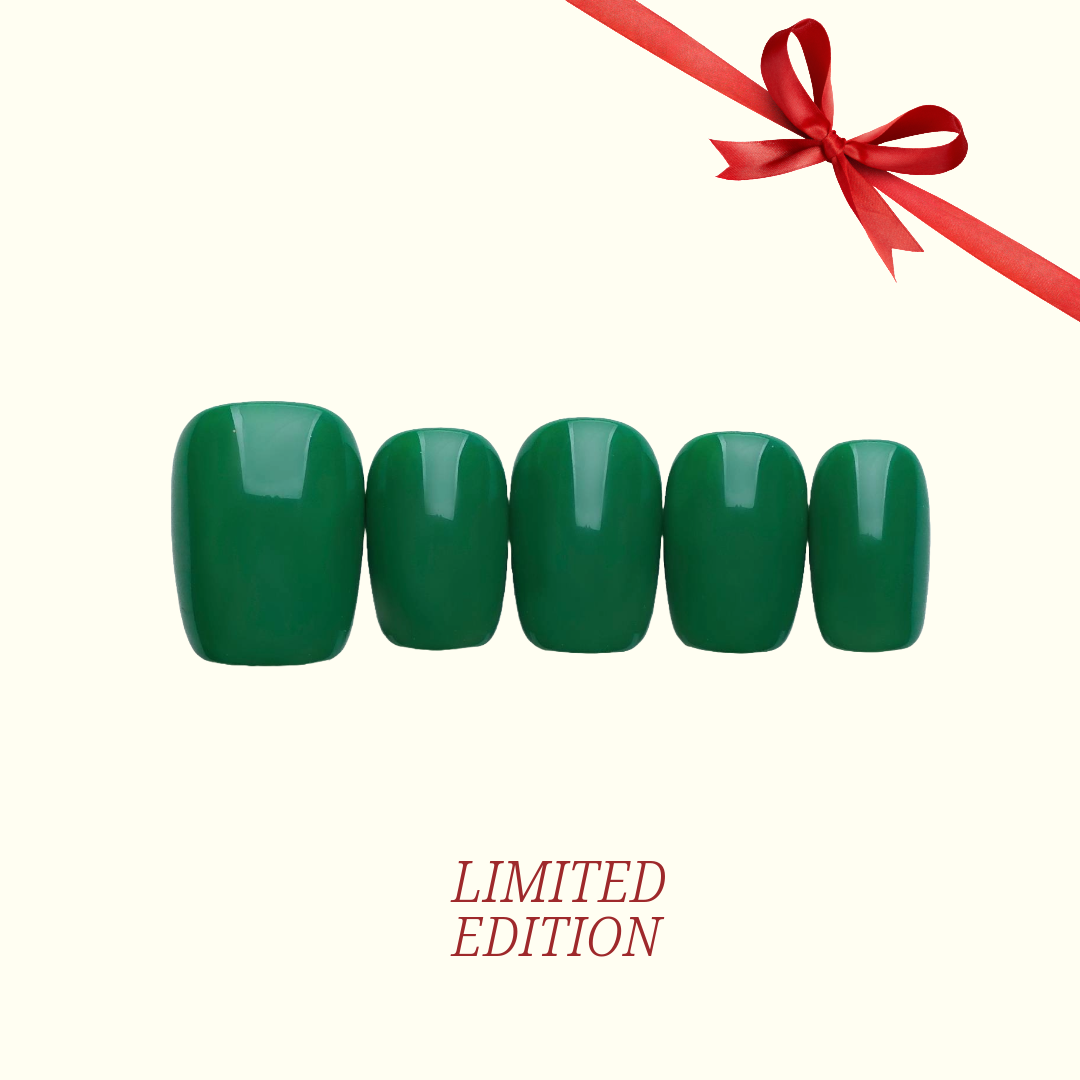 Jade Bliss single-colour press-on nails — vivid green, square shape | Ochic