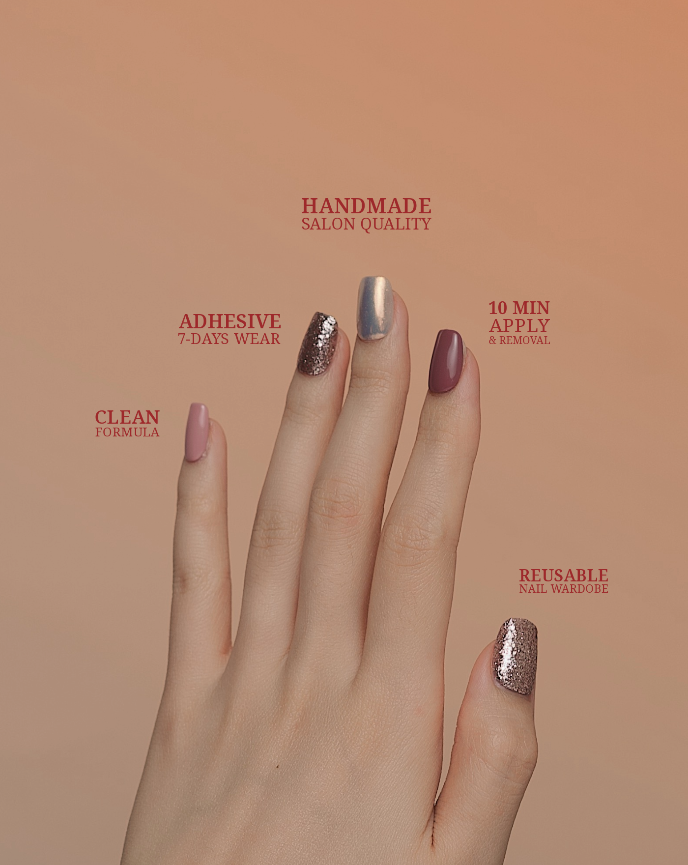 Dance the Night glitter press-on nails — multi-glitter pink party design | Ochic Nails