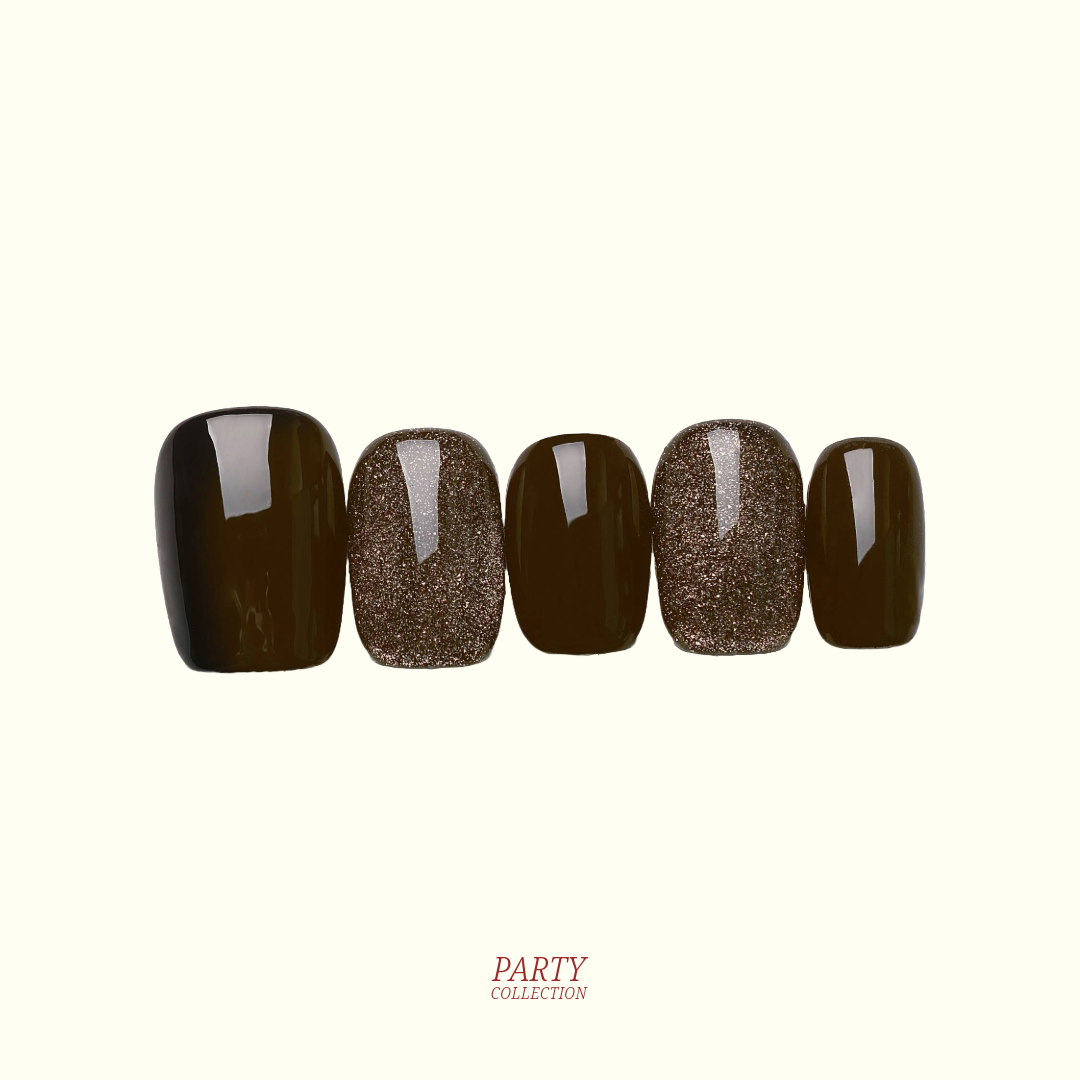 Dusk Till Dawn ombré glitter press-on nails — sunset tones, almond shape | Ochic