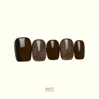 Dusk Till Dawn ombré glitter press-on nails — sunset tones, almond shape | Ochic