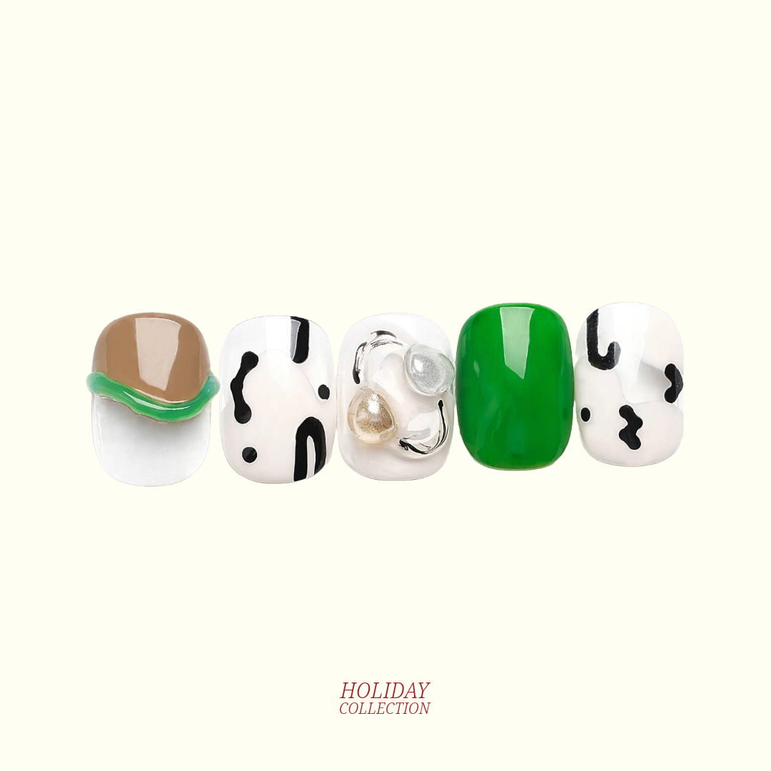 Dutch Roadtrip 3D press-on nails — green grass land, windmills, Netherlands inspired | Ochic