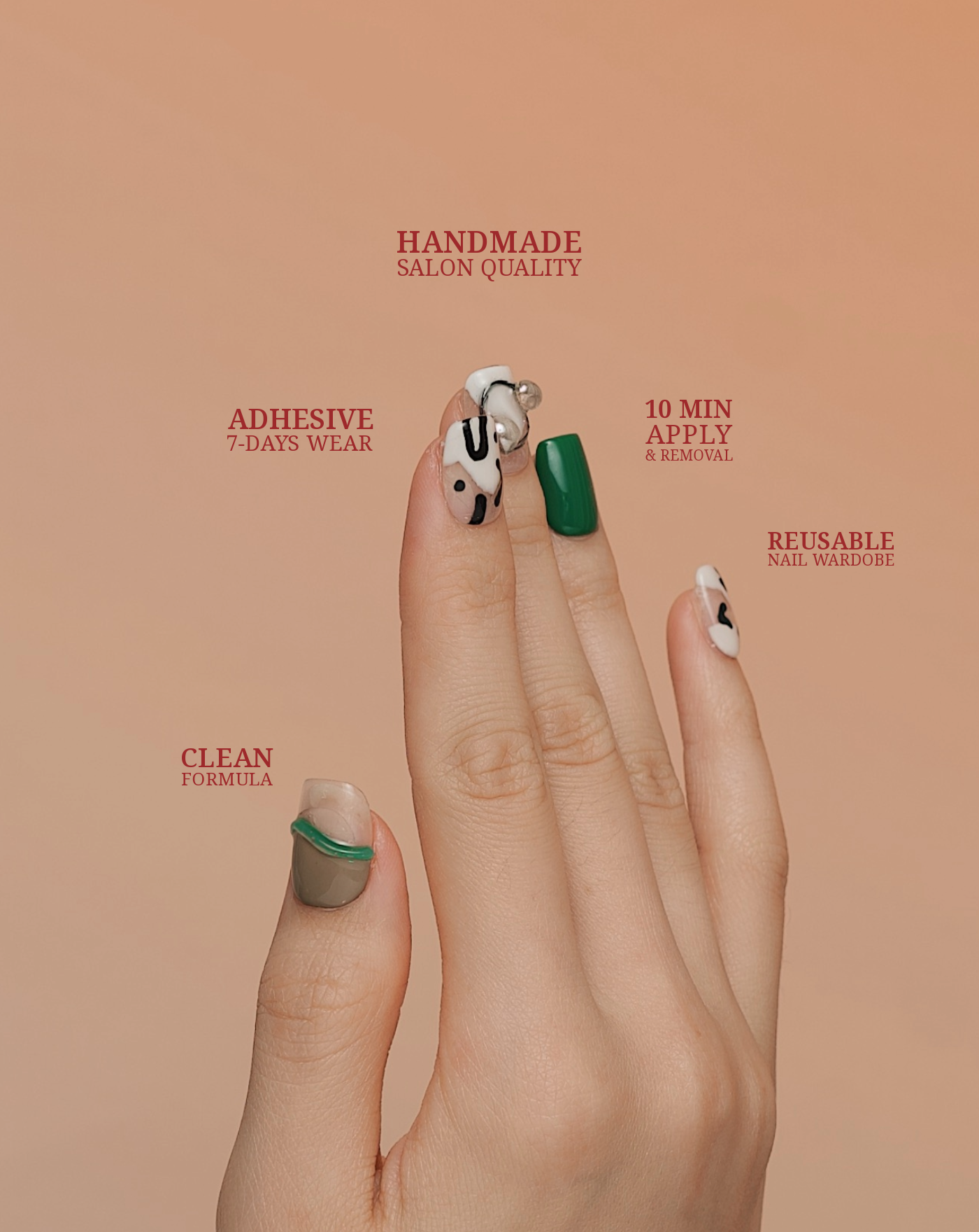 Dutch Roadtrip 3D press-on nails — green grass land, windmills, Netherlands inspired | Ochic