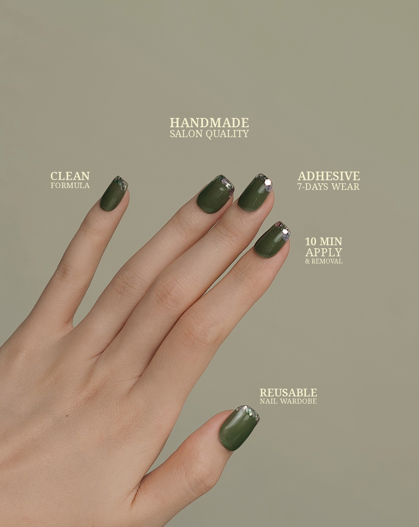 Emerald Green glitter press-on nails — deep jewel green with shimmer | Ochic