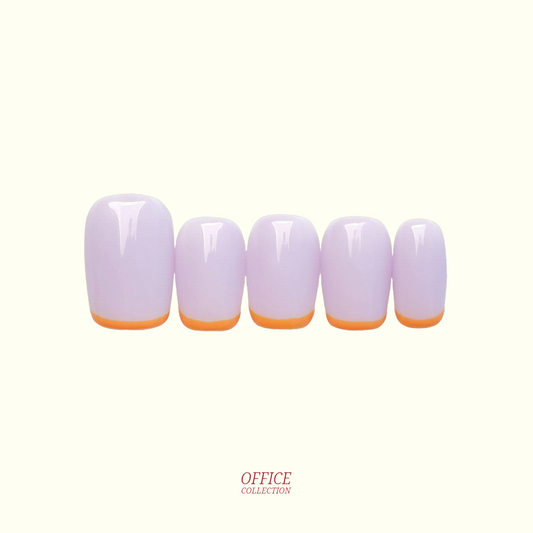 French Lavender French tip press-on nails — soft lavender with orange tips | Ochic