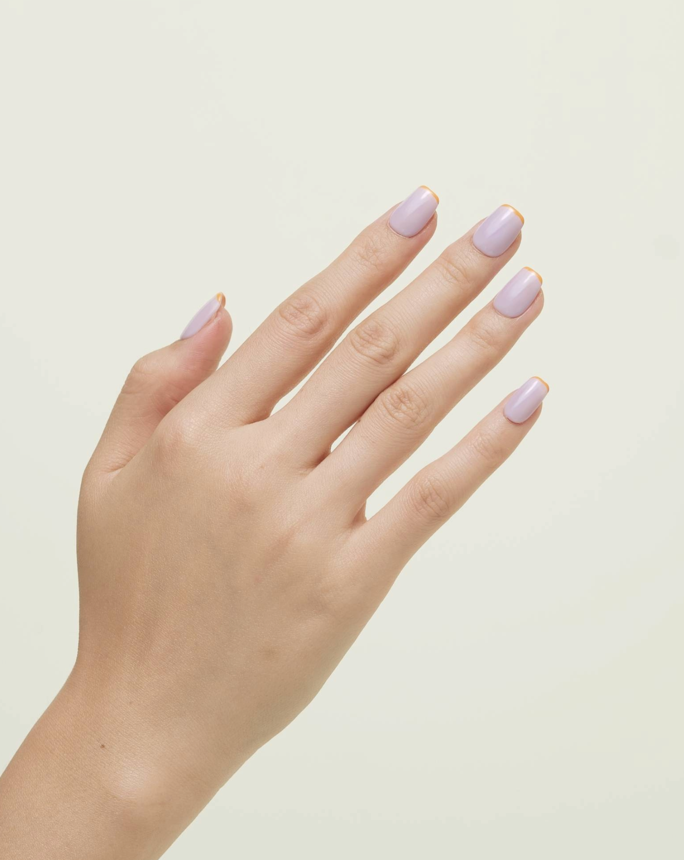 French Lavender French tip press-on nails — soft lavender with orange tips | Ochic