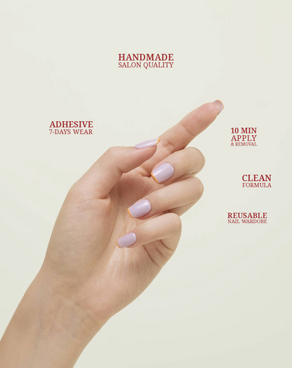 French Lavender French tip press-on nails — soft lavender with orange tips | Ochic