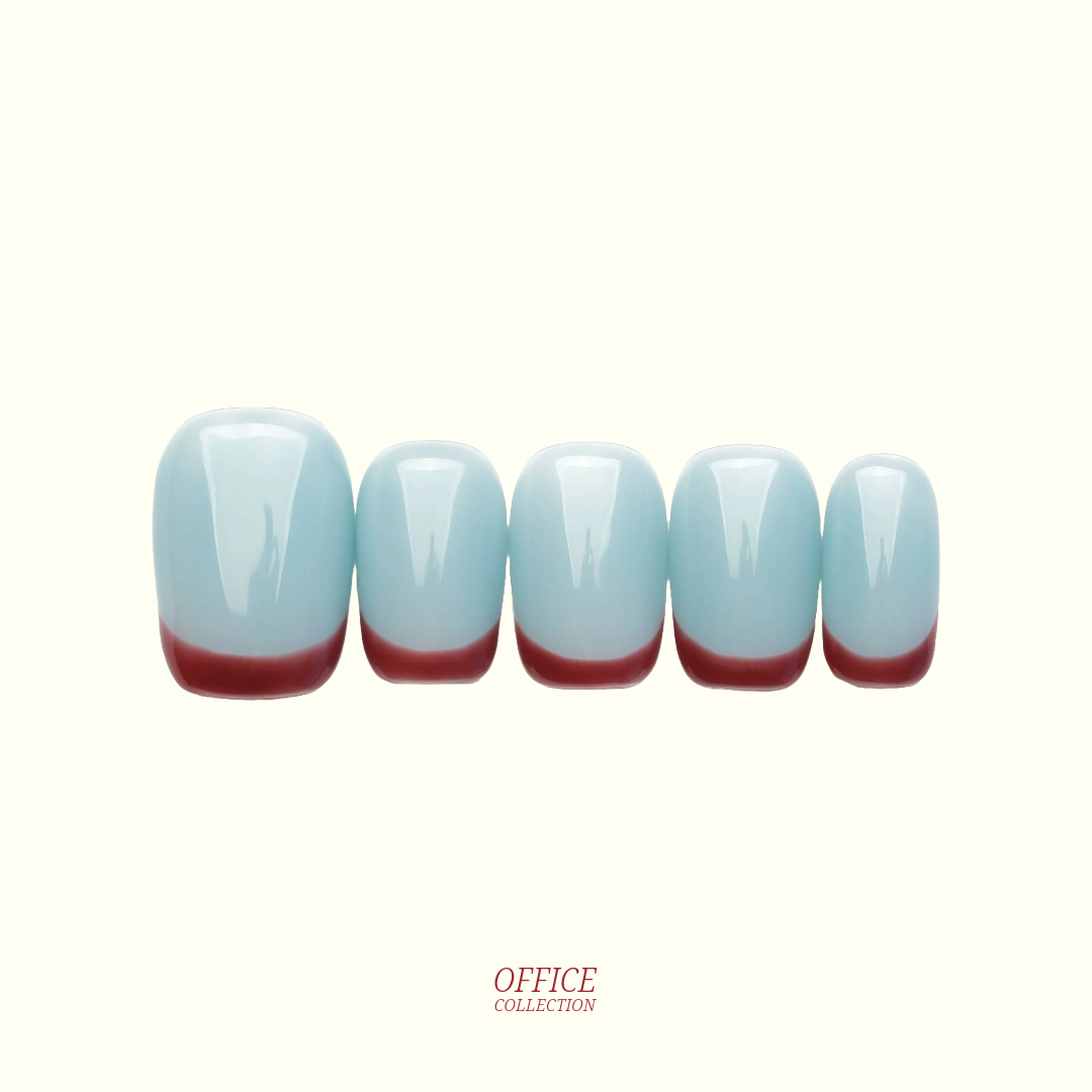 French Riviera French tip press-on nails — classic red tip, square shape | Ochic