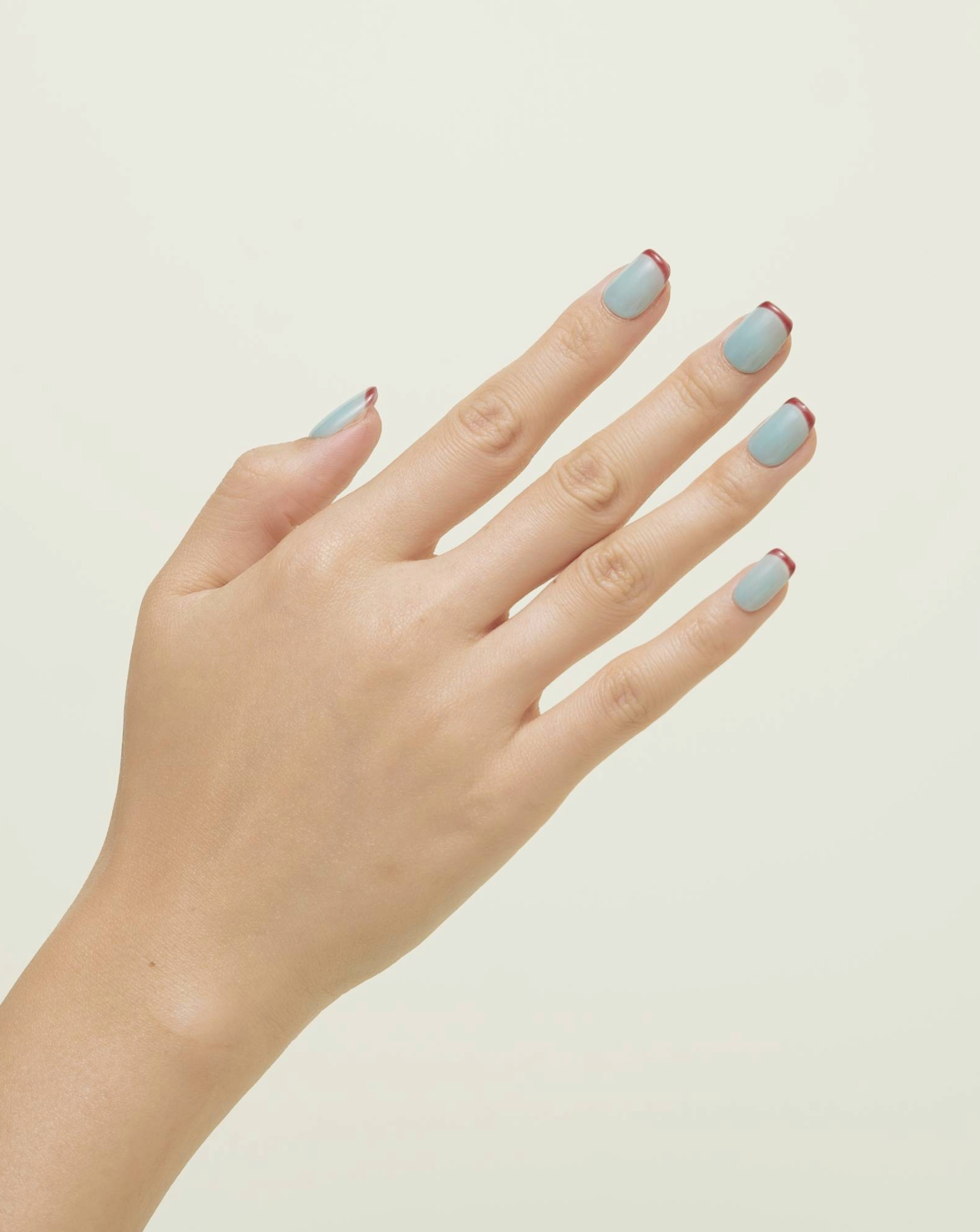 French Riviera French tip press-on nails — classic red tip, square shape | Ochic