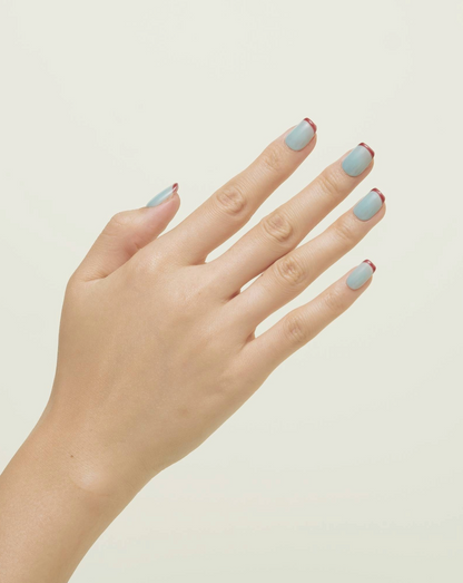 French Riviera French tip press-on nails — classic red tip, square shape | Ochic