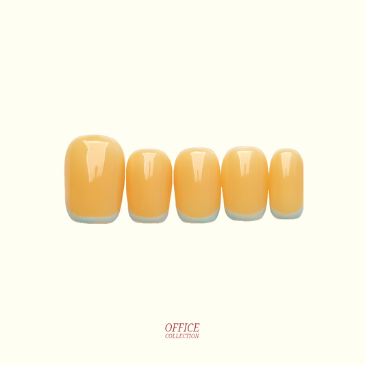 French Sunshine French tip press-on nails — soft yellow with baby blue tips | Ochic