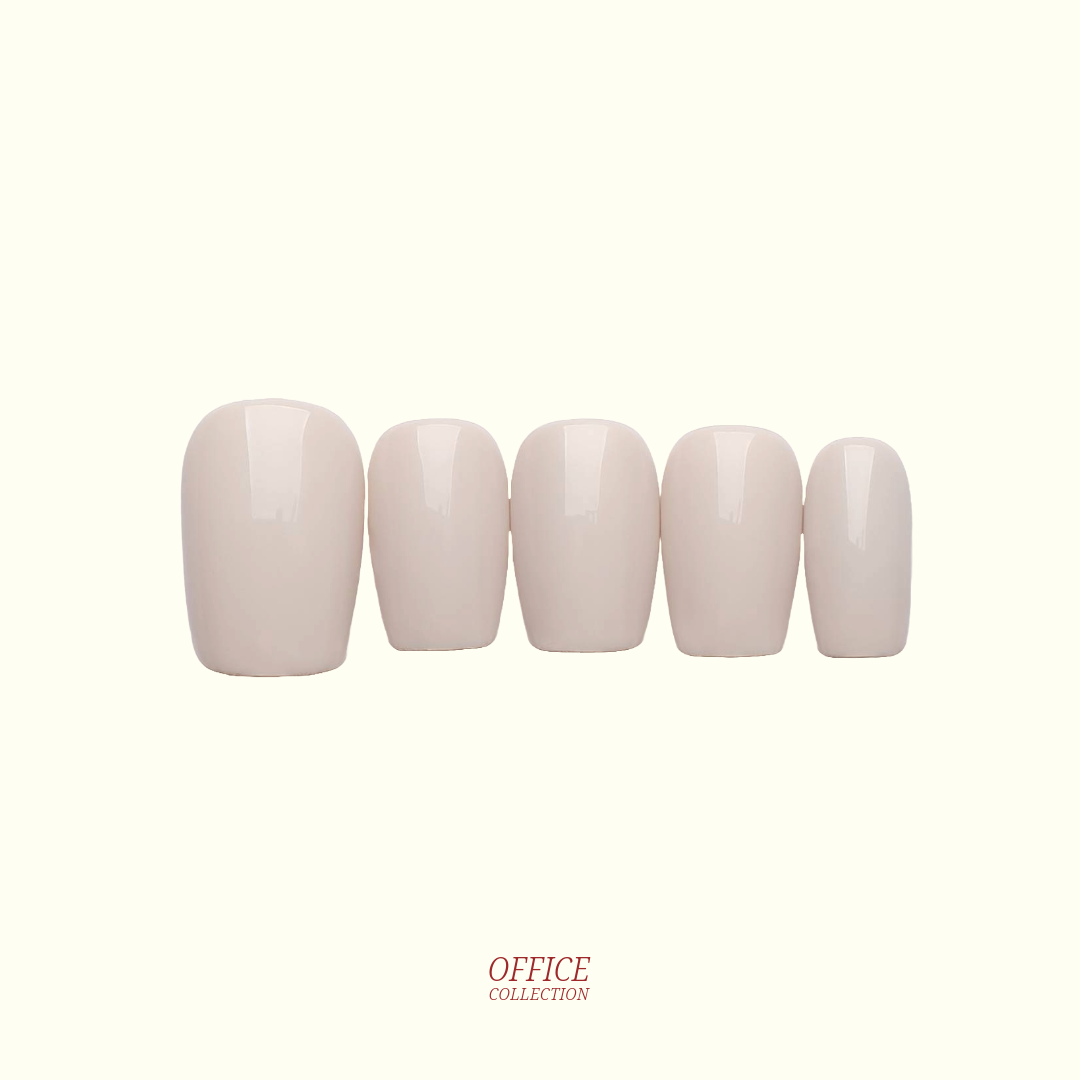 Fresh Start single-colour press-on nails — clean off white, square shape | Ochic