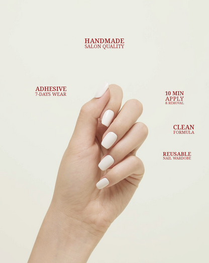 Fresh Start single-colour press-on nails — clean off white, square shape | Ochic