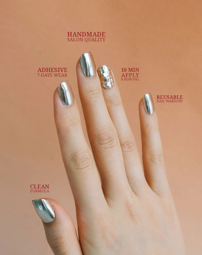 Golden Hour glitter press-on nails — warm gold shimmer, diamond glitters, square shape | Ochic