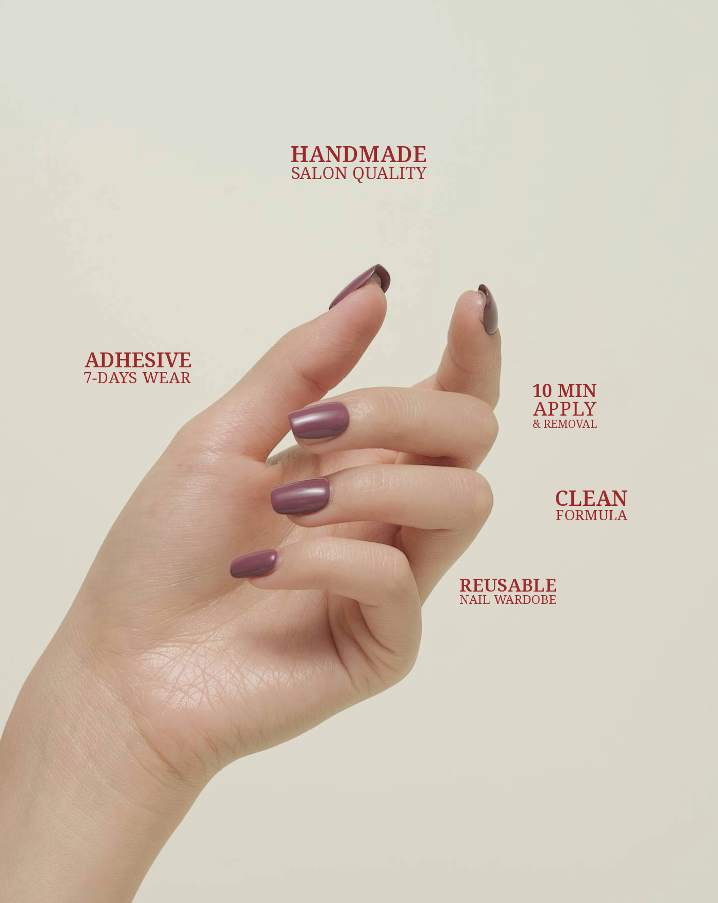 Gossip Time single-colour press-on nails — soft violet, square shape | Ochic