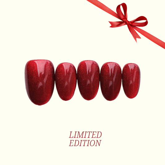 Red Velvet single-colour press-on nails — deep velvet red, almond shape | Ochic