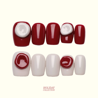 Spanish Soul 3D press-on nails — flamenco red and white nail art | Ochic