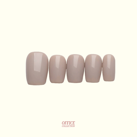 Stay Focused single-colour press-on nails — soft grey nude, square shape | Ochic