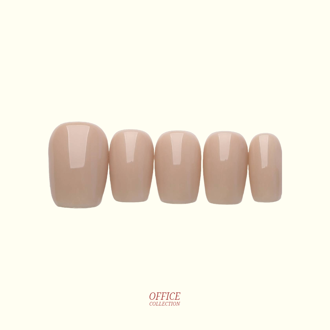 Stay Neutral single-colour press-on nails — warm beige nude, square shape | Ochic