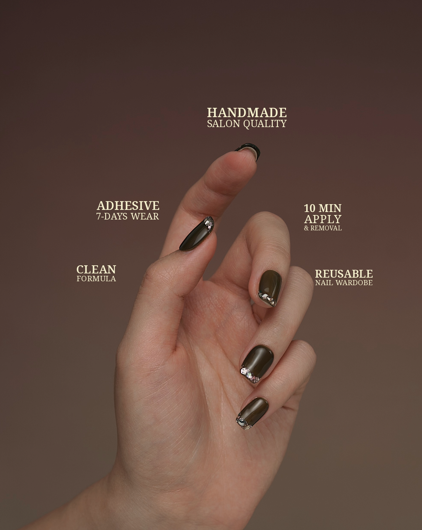 Yellow Tourmaline glitter press-on nails — warm gold gem shimmer, square | Ochic